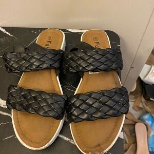 JustFab Black Braided Sandals
